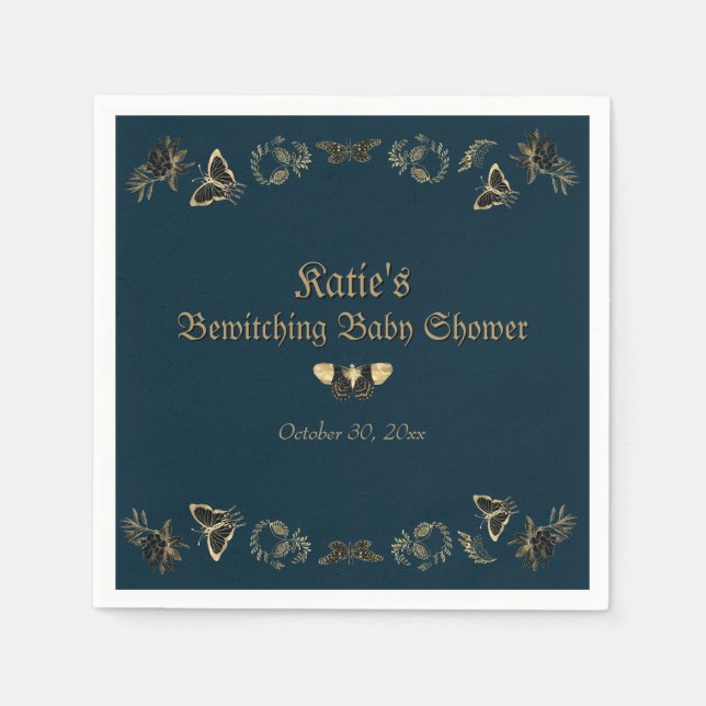 Dark Victorian Gothic Halloween Baby Shower Napkin (Front)