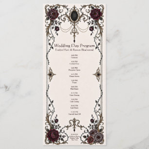 Dark Victorian Wedding Day Program Card