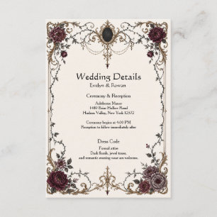 Dark Victorian Wedding Details Enclosure Card