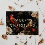 Dark Vintage Background Minimalist Merry Christmas<br><div class="desc">Dark Merry Christmas Foil card: an original and striking design,  with a bold minimalist font mixed with a vintage elegant background.</div>