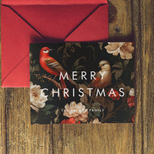 Dark Vintage Background Minimalist Merry Christmas Holiday Card