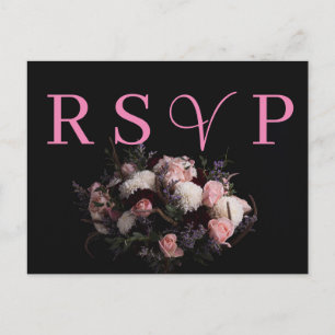  Dark vintage burgundy Floral RSVP Invitation 