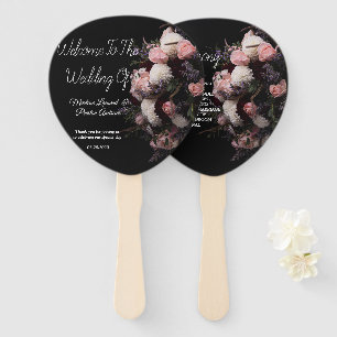 Dark vintage burgundy Floral Wedding Hand Fan