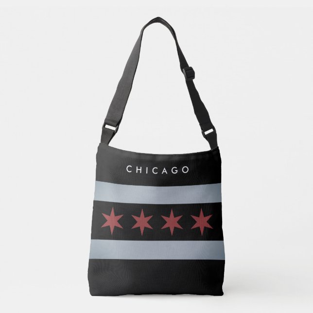 Dark vintage Chicago flag custom crossbody bag (Front)