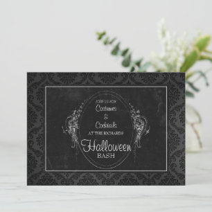 Dark Vintage Damask Gothic Halloween Invitation