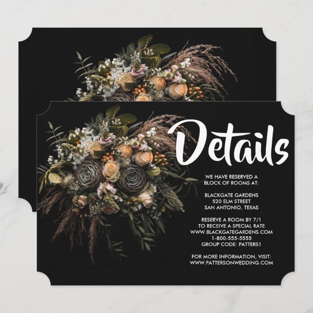 Dark vintage Floral   Invitation (Front/Back)