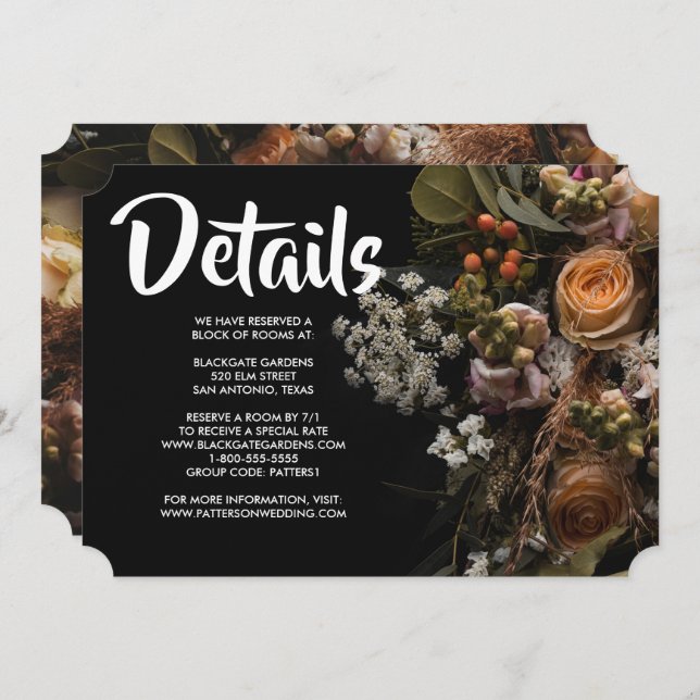 Dark vintage Floral   Invitation (Front/Back)