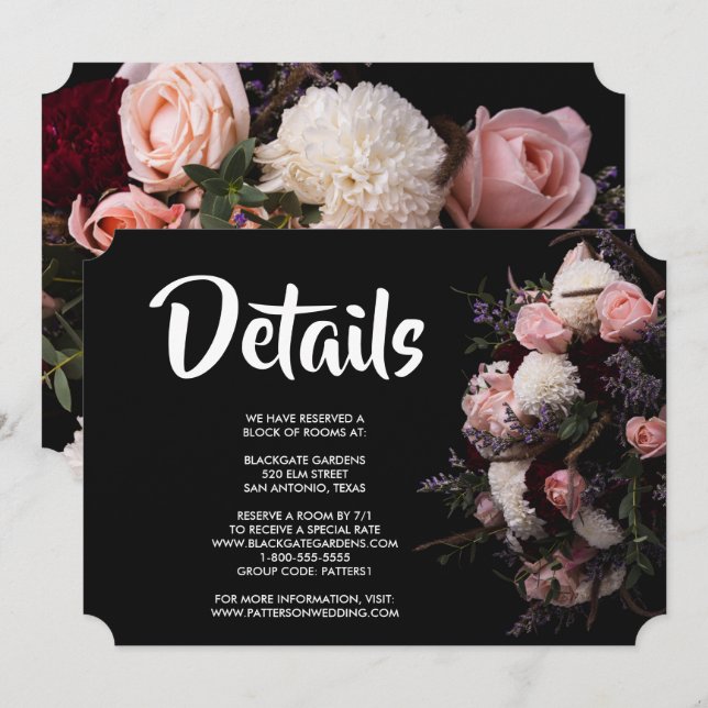 Dark vintage Floral   Invitation (Front/Back)