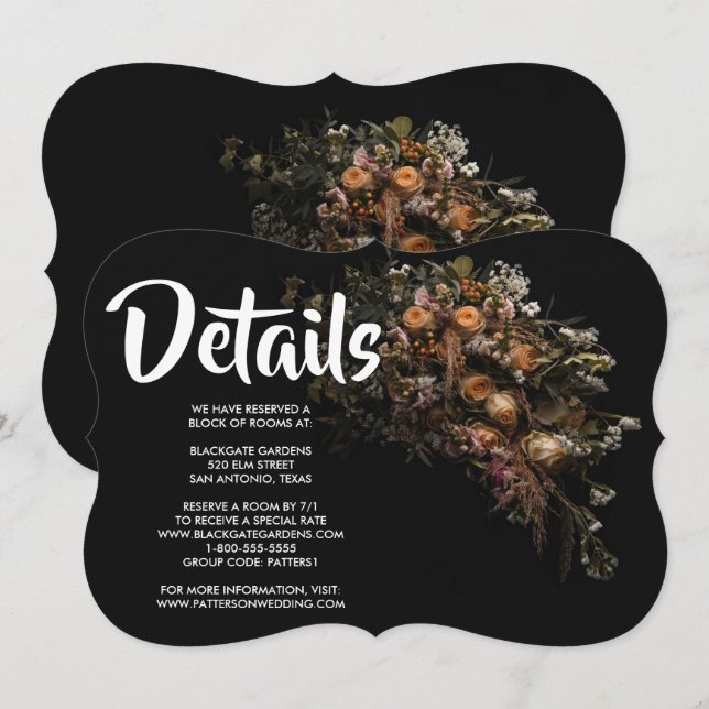 Dark vintage Floral   Invitation (Front/Back)