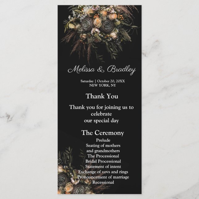 Dark vintage Floral Menu (Front)