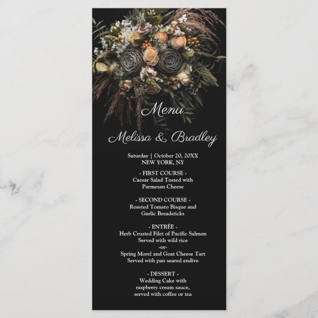 Dark vintage Floral Menu (Front)