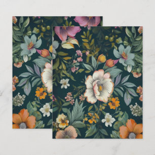 Dark Vintage Floral Pattern Paper Stationary