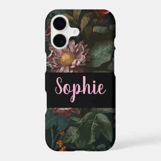 Dark Vintage Floral Personalized Name