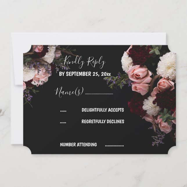 Dark vintage Floral RSVP Invitation (Front)