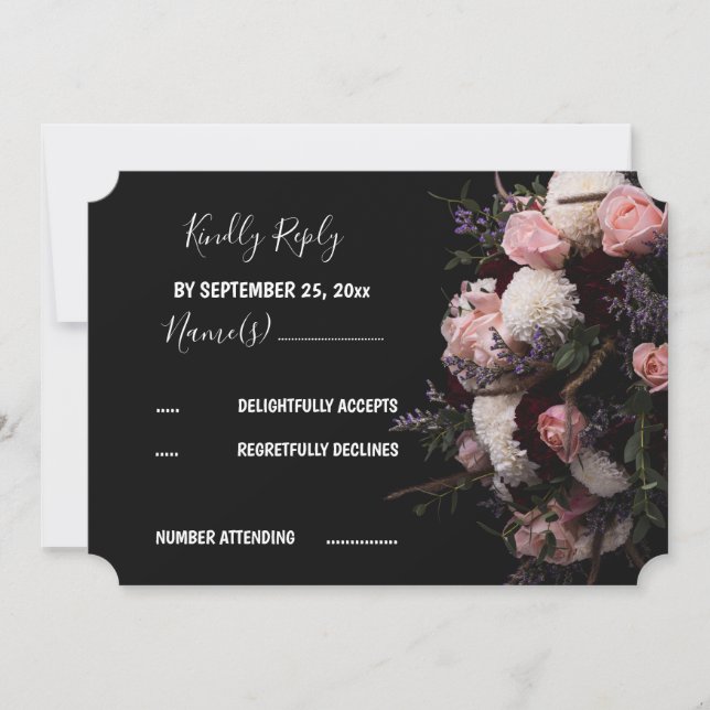 Dark vintage Floral RSVP Invitation (Front)