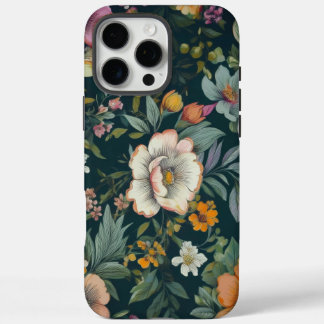 Dark Vintage Floral Tough iPhone 16 Pro Max Case
