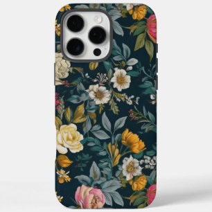 Dark Vintage Floral Tough iPhone 16 Pro Max Case