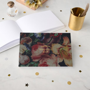 Dark Vintage Floral Wedding Guest Book