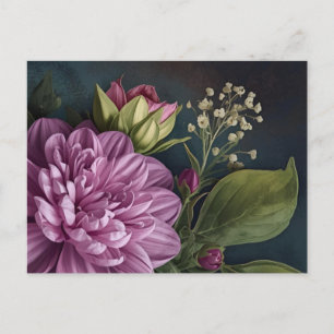 Dark Vintage Flowers Postcard