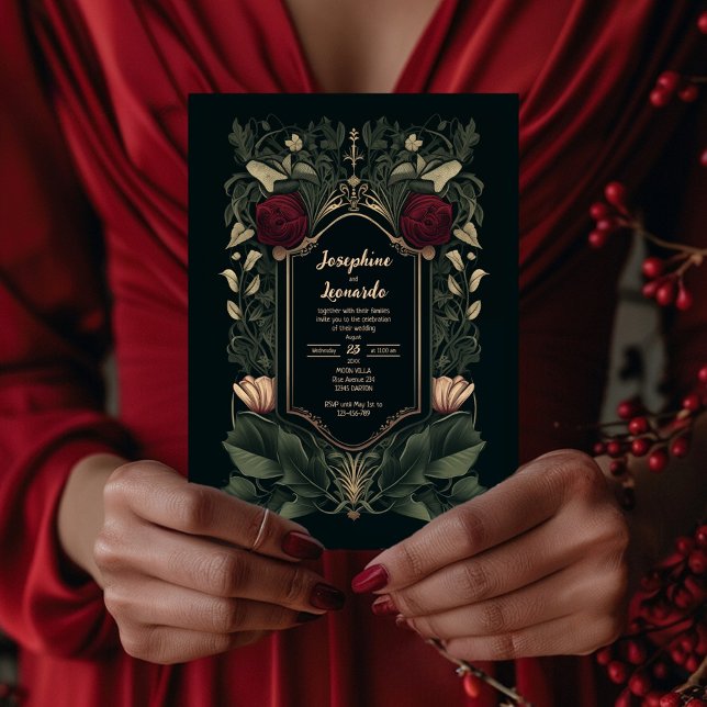 Dark Vintage Gothic Floral Wedding Invitation (Creator Uploaded)