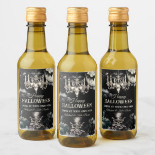 Dark Vintage Gothic Skull Annual Halloween Gift Wine Label
