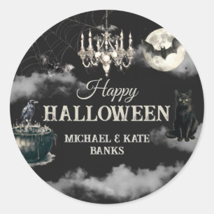 Dark Vintage Gothic Skull Annual Halloween Party Classic Round Sticker