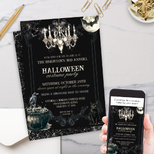 Dark Vintage Gothic Skull Annual Halloween Party Invitation