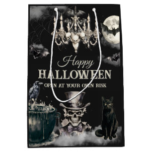 Dark Vintage Gothic Skull Annual Halloween Party Medium Gift Bag