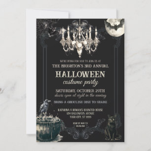Dark Vintage Gothic Skull Halloween Party Spooky Invitation