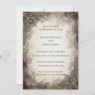 Dark Vintage Lace Wedding Invitation