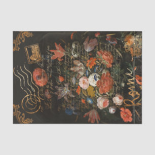 Dark Vintage Moody Floral & Travel Stamp Decoupage Tissue Paper