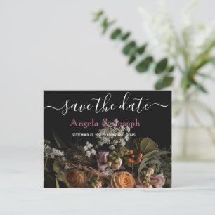 Dark vintage orange  Floral      Save the Date Announcement Postcard