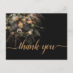 Dark vintage orange Floral Thank you Postcard