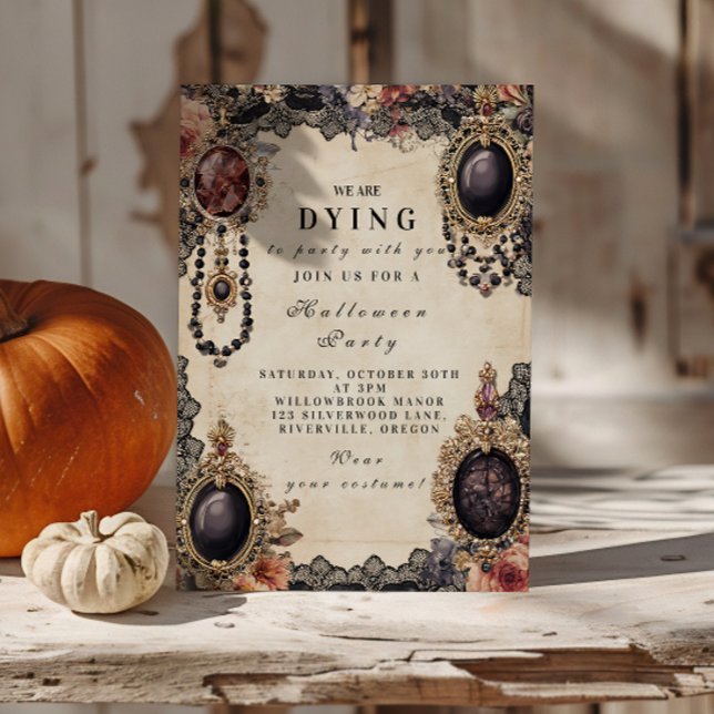 Dark Vintage Portrait Halloween Invitation (Creator Uploaded)