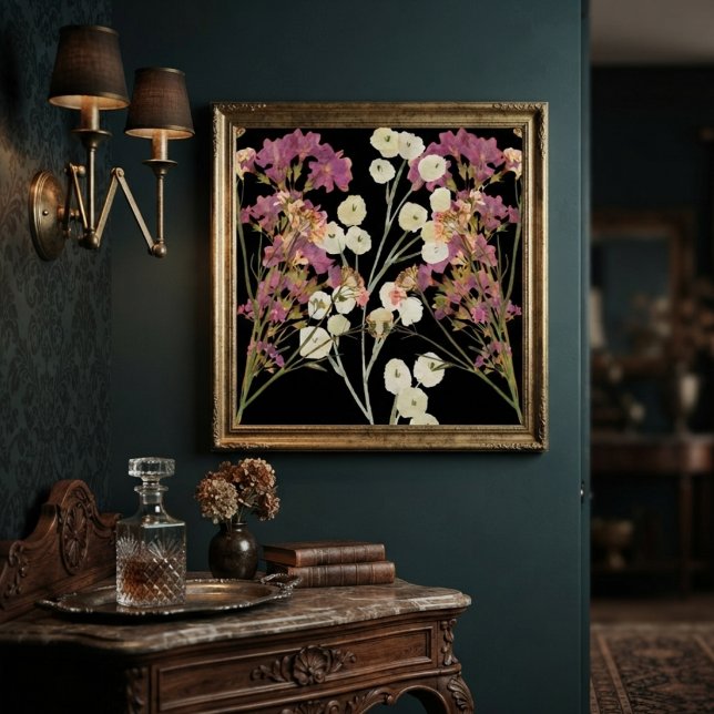 Dark Vintage Pressed Paper Flowers Poster (Creator Uploaded)