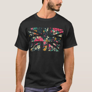 Dark Vintage Rose Union Jack British(UK) Flag T-Shirt