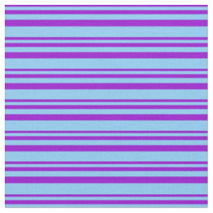 Dark Violet and Light Sky Blue Coloured Stripes Fabric