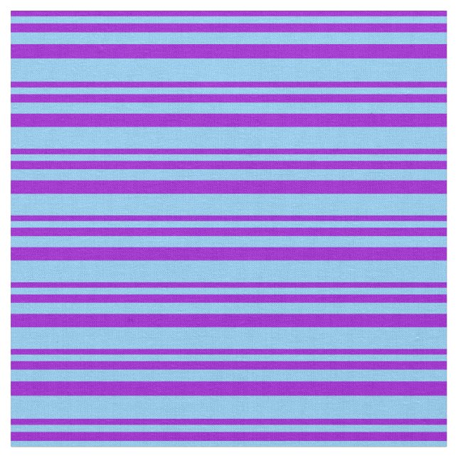 Dark Violet and Light Sky Blue Coloured Stripes Fabric (Close Up)