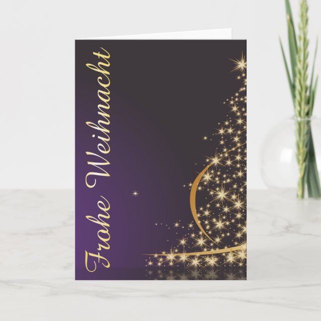 Dark violet Christmas with Christmas tree Card (Front)