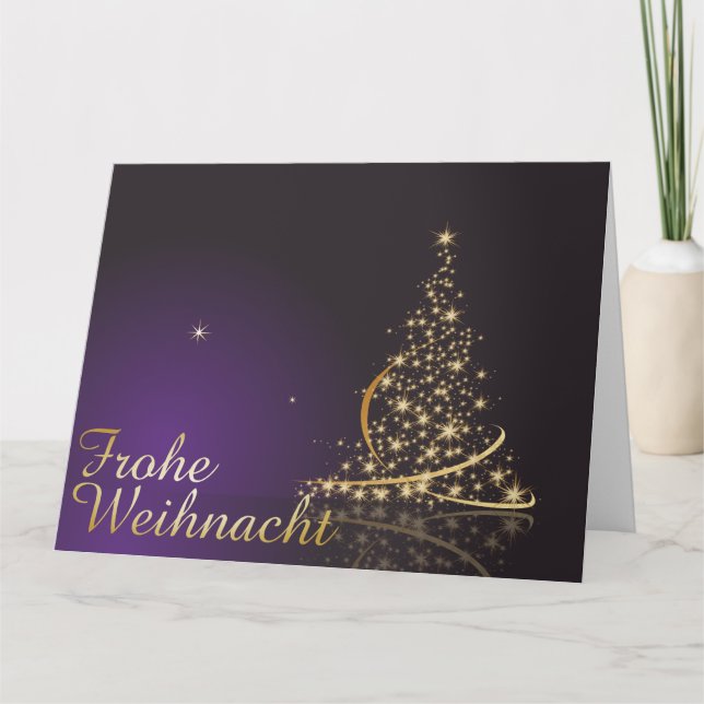 Dark violet Christmas with Christmas tree Card (Front)