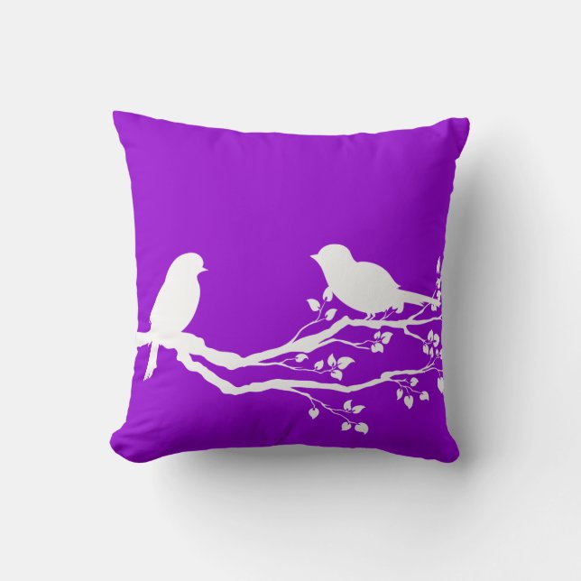 Dark Violet Country Birds At Rest Cushion (Front)