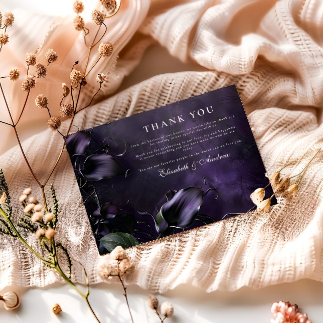 Dark Violet Gothic Romance Thank You Card (Creator Uploaded)