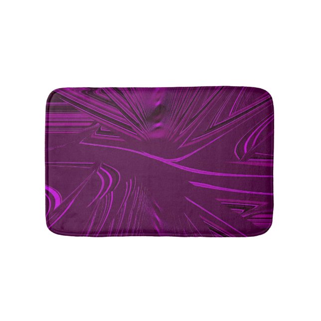 Dark Violet, Purple, Magenta Faux Brocade  Bath Mat (Front)