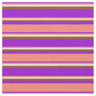 Dark Violet, Salmon, Beige, and Brown Coloured Fabric
