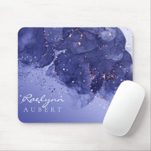 Dark Violet Watercolor Ink Glitter Customisable Mouse Pad
