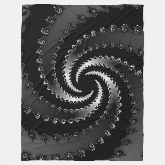 Dark Vortex Fractal Fleece Blanket (Front)