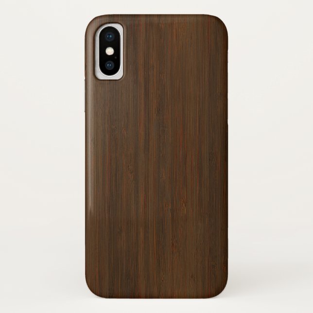 Dark Walnut Brown Bamboo Wood Grain Look Case-Mate iPhone Case (Back)