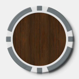 Dark Walnut Brown Bamboo Wood Grain Look Poker Chips