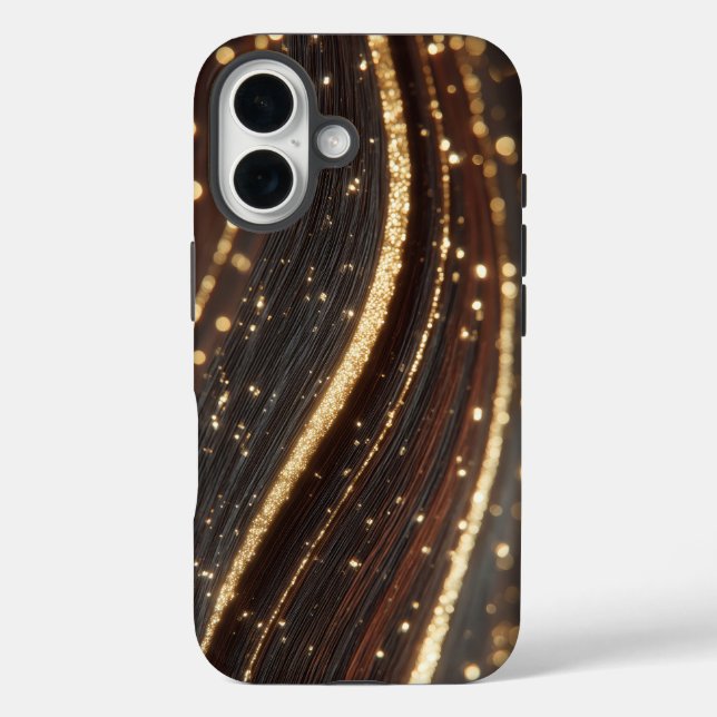 Dark Walnut Wood Grain with Sparkling Gold Rivers  Case-Mate iPhone Case (Back)
