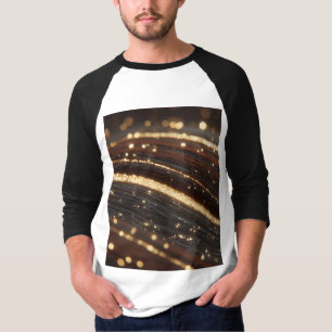 Dark Walnut Wood Grain with Sparkling Gold Rivers T-Shirt